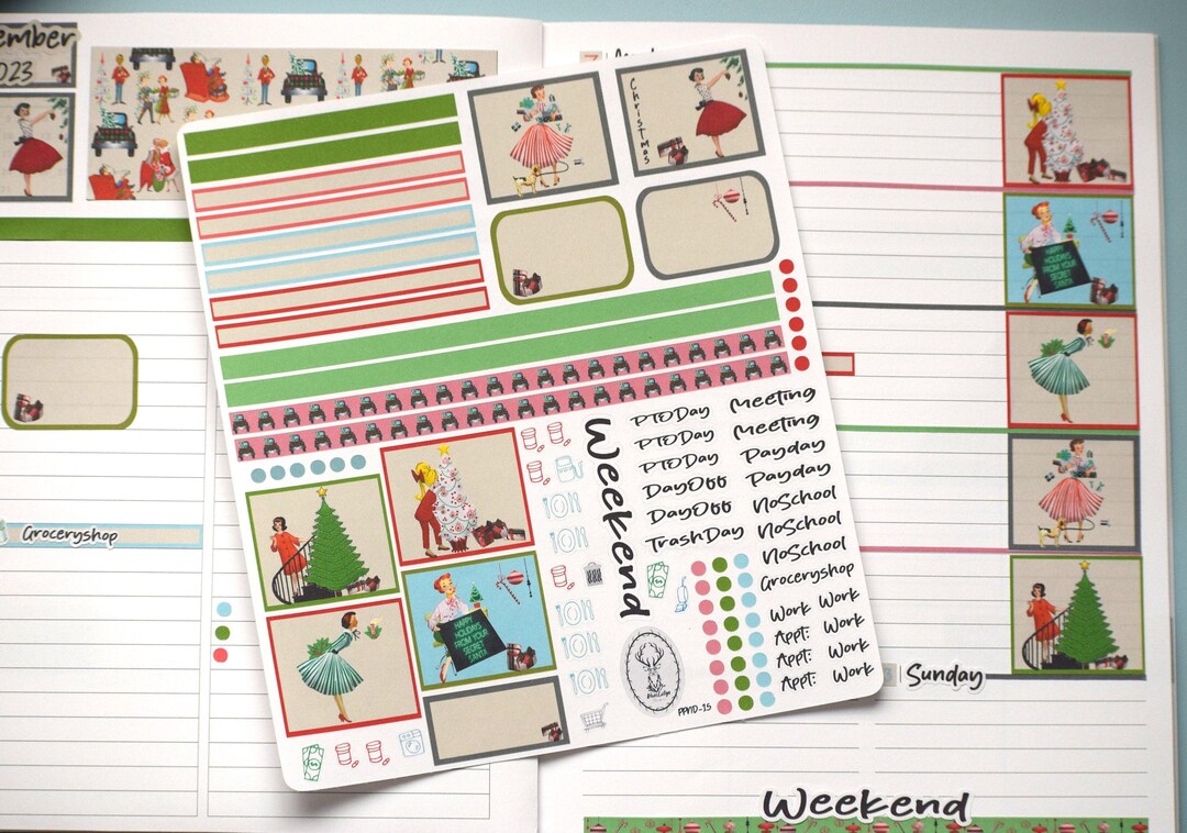 Plum Paper 7x9 Notes and Days Weekly Planner Sticker Kit #15, Retro ...
