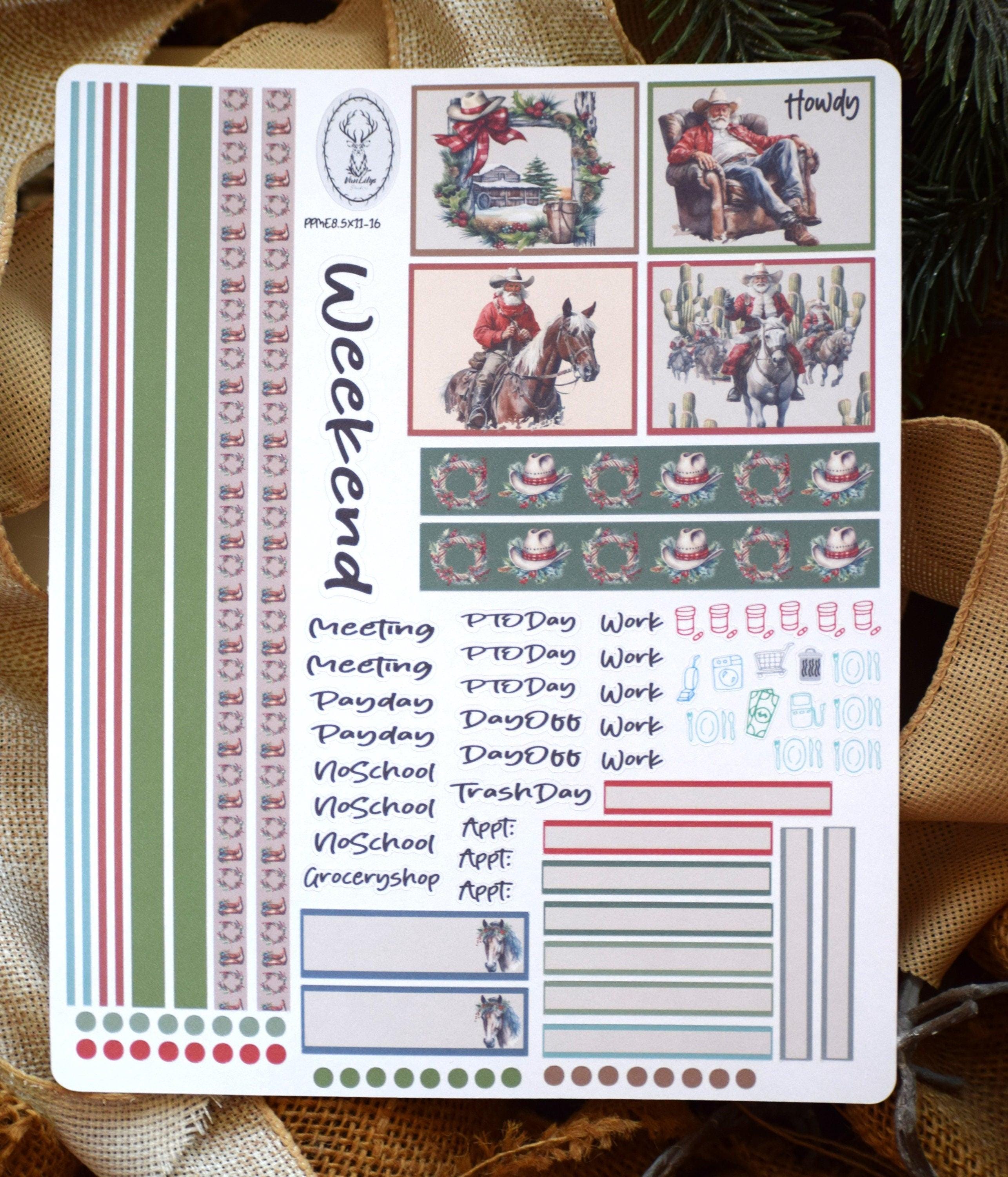Plum Paper 8.5x11 ME, Weekly Planner Sticker Kit #16, Western Santa - Etsy
