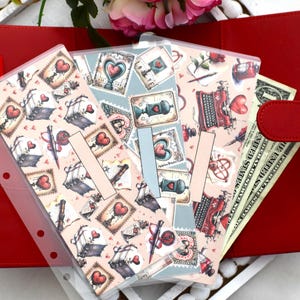 Sobres laminados para efectivo A6, sobres laminados para efectivo A7, sobre para carpeta de efectivo, tema de carta de amor viajera