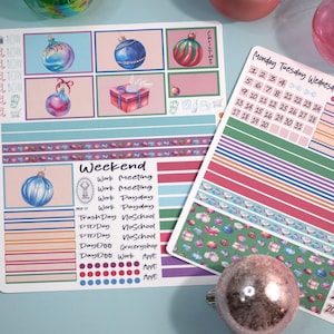 Plum Paper 7x9 Vertical Priorities Weekly Planner Sticker Kit #17, Baubles Baubles Baubles