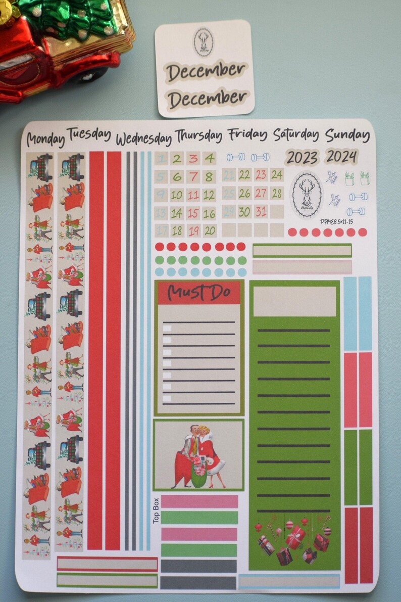 Plum Paper 8.5x11 ME, Weekly Planner Sticker Kit #15, Retro Christmas ...
