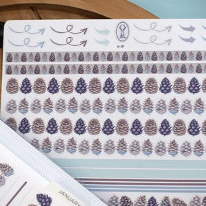 Washi Planner Sticker Sheet, Winter of Pinecones #18