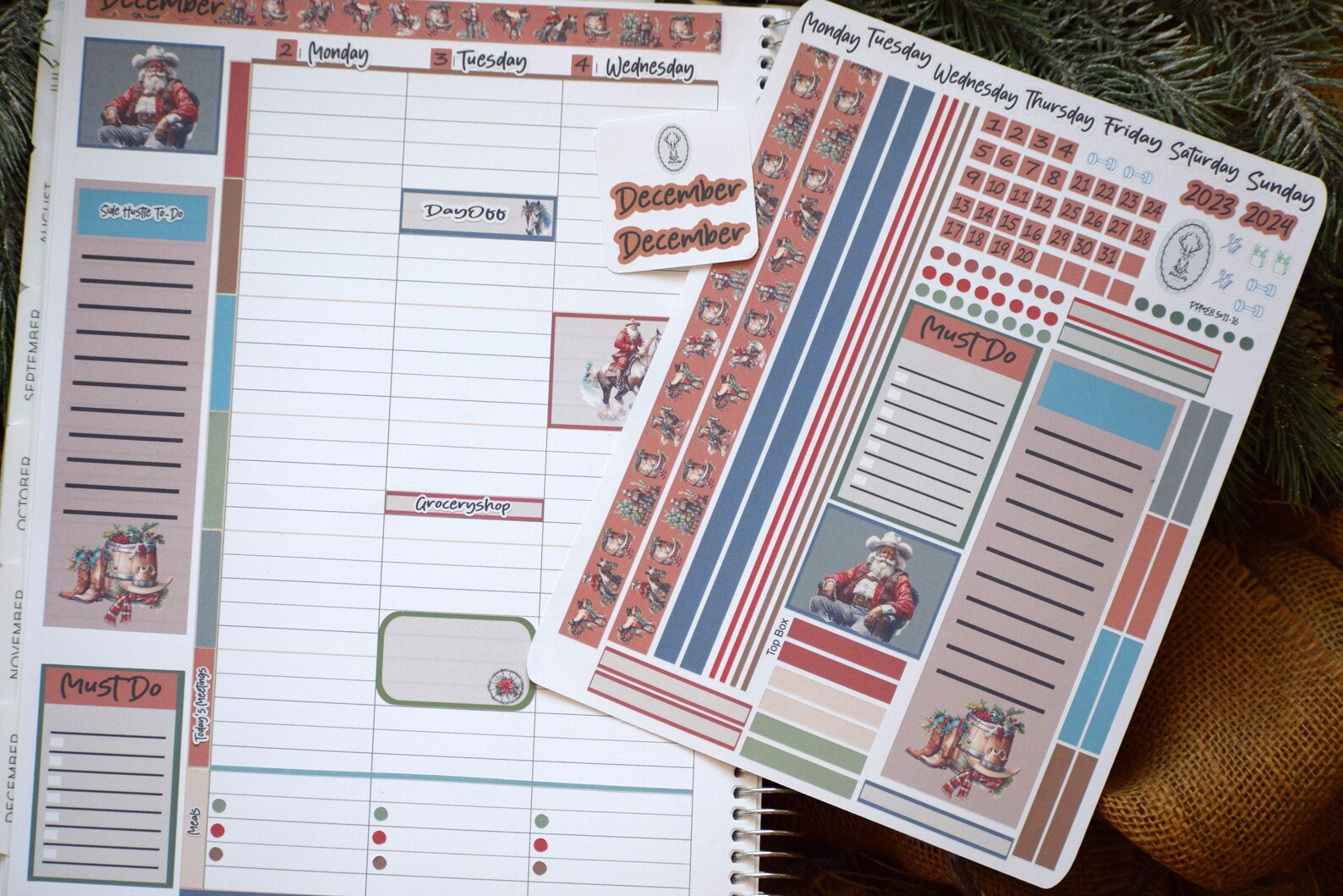 Plum Paper 8.5x11 ME, Weekly Planner Sticker Kit #16, Western Santa - Etsy
