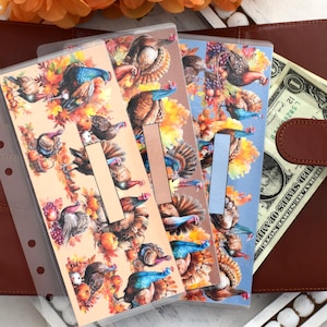 A6 Laminated Cash Envelopes, A7 Laminated Cash Envelopes Cash Binder Envelope, Turkeys! Theme