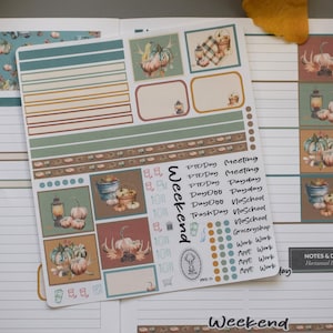Plum Paper 7x9 Notes and Days Weekly Planner Sticker Kit #14, Autumn Blue Truck