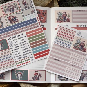Plum Paper 7x9 Vertical Priorities Weekly Planner Sticker Kit #16, Western Santa