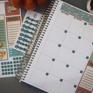 Plum Paper 7x9 Monthly Header Sheet Planner Stickers #14, Autumn Blue Truck