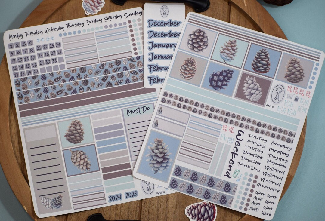 Plum Paper 7x9 ME Weekly Planner Sticker Kit #18, Winter of Pinecones ...