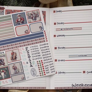 Plum Paper 7x9 Notes And Days Weekly Planner Sticker Kit #16,  Western Santa