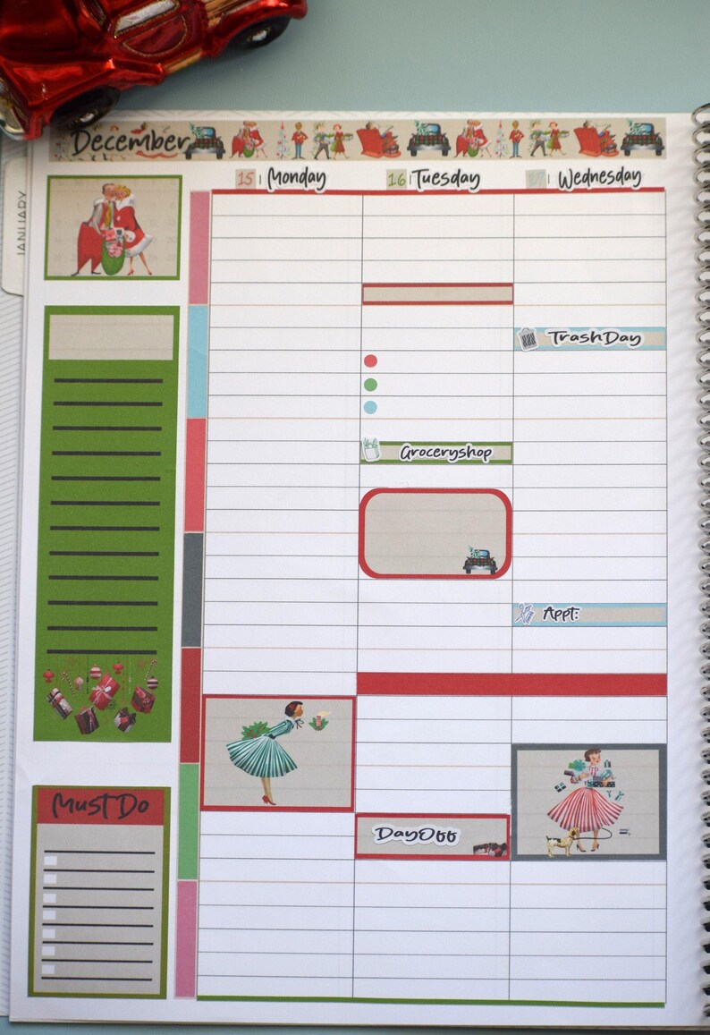 Plum Paper 8.5x11 ME, Weekly Planner Sticker Kit #15, Retro Christmas ...