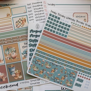 Plum Paper 7x9 Two Sided Days Weekly Planner Sticker Kit #14, Autumn Blue Truck