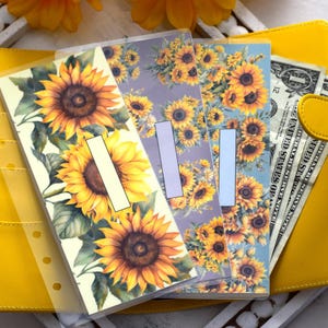 Sobres laminados para efectivo A6, sobres laminados para efectivo A7, sobre para carpeta de efectivo, diseño de girasoles