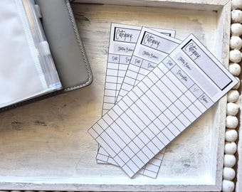 Cash Envelope Tracker Inserts | A6 Envelope Trackers | A7 Envelope Trackers | Cash Envelope Budget System | Blank, No Theme