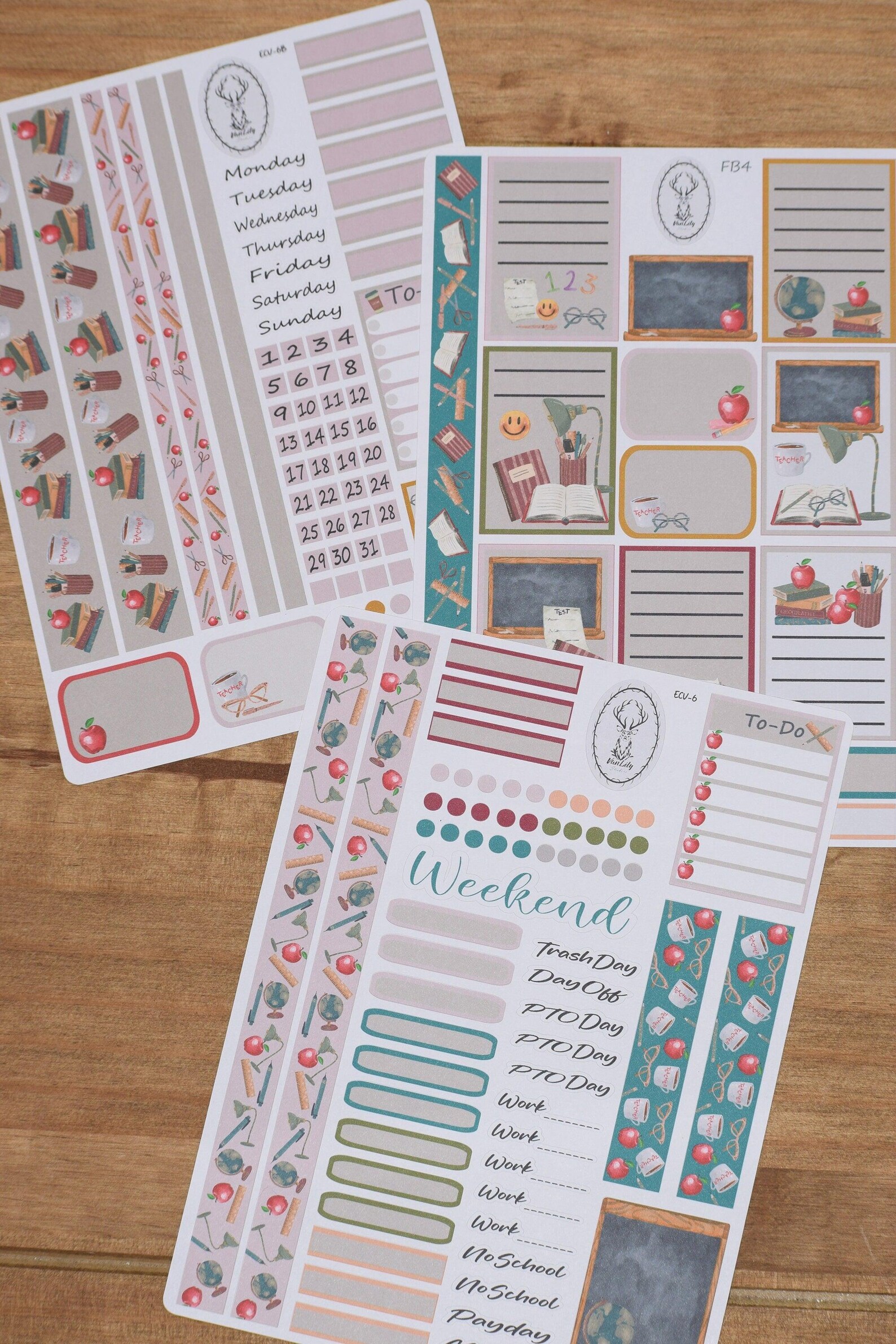 Erin Condren 7x9/tbm Weekly Planner Sticker Kit #6, Back to School ...