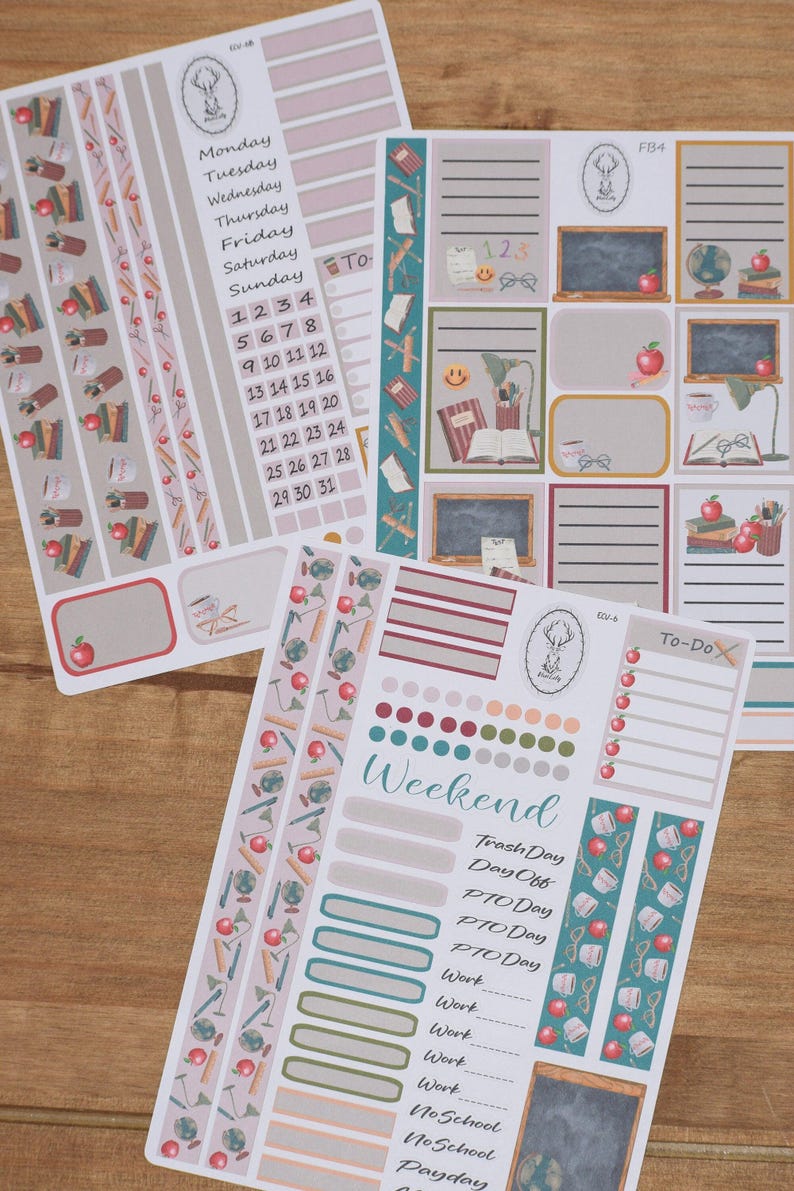 Erin Condren 7x9/tbm Weekly Planner Sticker Kit #6, Back to School ...