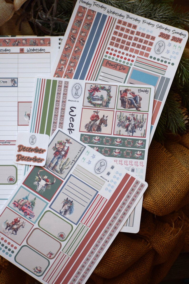 Plum Paper 8.5x11 ME, Weekly Planner Sticker Kit #16, Western Santa - Etsy