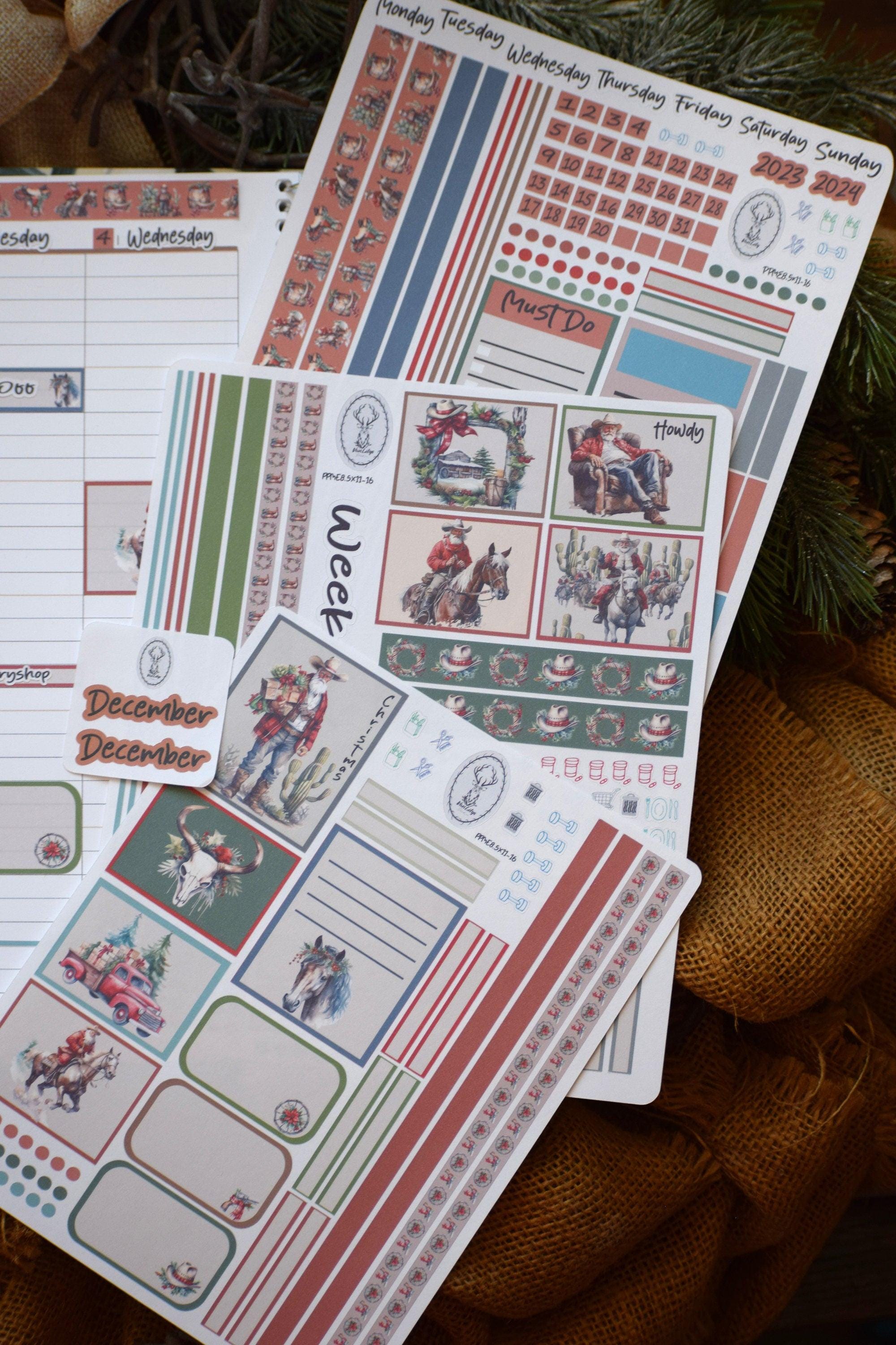 Plum Paper 8.5x11 ME, Weekly Planner Sticker Kit #16, Western Santa - Etsy