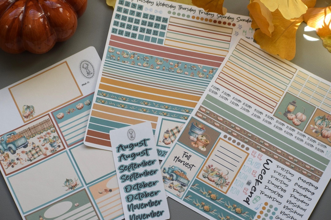 Plum Paper 7x9 Weekly Overview Weekly Planner Sticker Kit #14, Autumn ...