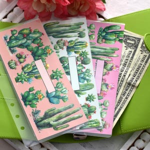 A6 Laminated Cash Envelopes, A7 Laminated Cash Envelopes, Cash Binder Envelope, Cactus Galore Theme