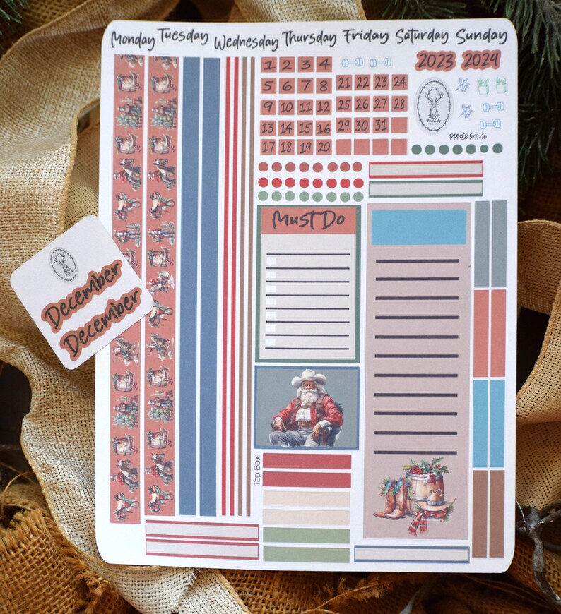 Plum Paper 8.5x11 ME, Weekly Planner Sticker Kit #16, Western Santa - Etsy