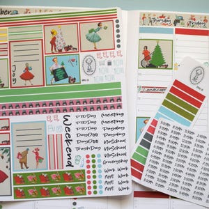 Plum Paper 7x9 Hourly Weekly Planner Sticker Kit #15, Retro Christmas