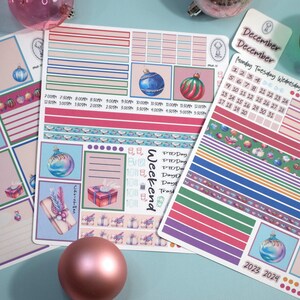 Plum Paper 7x9 Weekly Overview Weekly Planner Sticker Kit #17, Baubles Baubles Baubles
