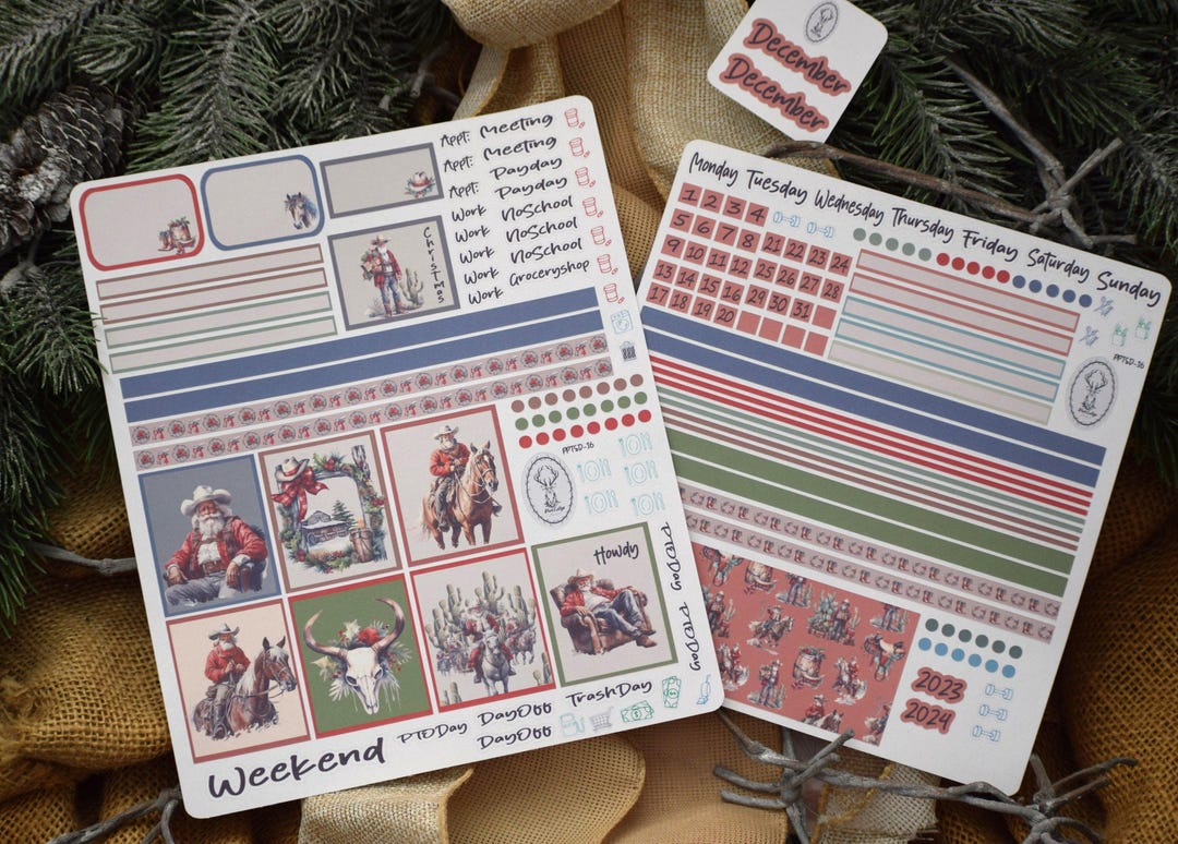 Plum Paper 7x9 Two Sided Days Weekly Planner Sticker Kit #16, Western ...