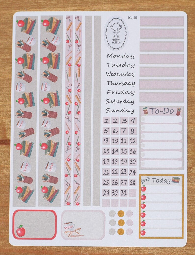 Erin Condren 7x9/tbm Weekly Planner Sticker Kit #6, Back to School ...