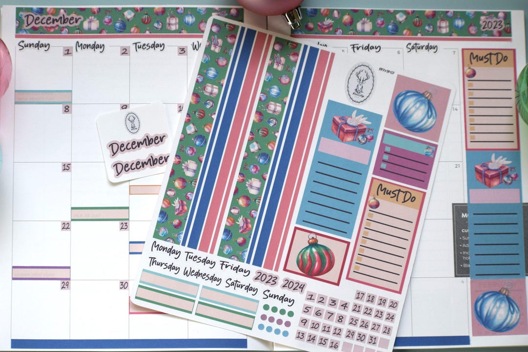 Plum Paper 7x9 Monthly Planner Header Sticker Sheet #17, Baubles ...