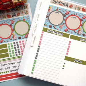 Plum Paper 7x9 Monthly Dashboard Planner Stickers #15, Retro Christmas