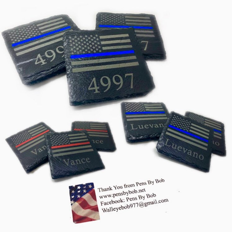Custom Thin Blue Line Slate Coasters - Etsy