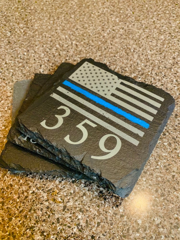 Custom Thin Blue Line Slate Coasters - Etsy