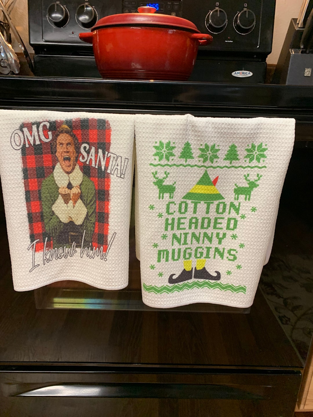 Elf Christmas Towels Santa Cotton Headed Ninny Muggins Will Ferrell Etsy
