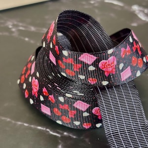 Double-Sided Black Valentine Grosgrain Ribbon – 25mm Wide – Sold by the Yard