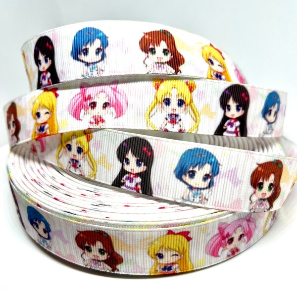 Sailor Moon Squad Grosgrain Ribbon 1 Yard 22mm