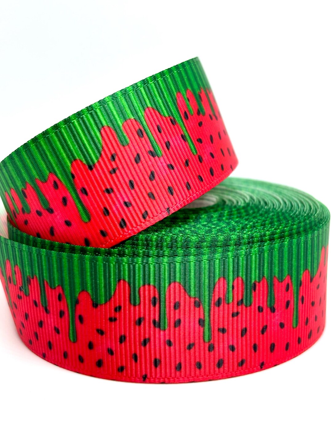 Watermelon Drip Slime Grosgrain Ribbon - 25mm Wide - Sold by the Yard ...