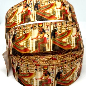 Egyptian Hieroglyphs Art v2 Grosgrain Ribbon 1 Yard 22mm