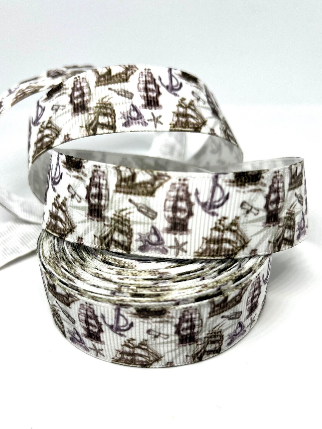 Strandkorb Ribbon Nautical Ships Anchors and Pirates Grosgrain Ribbon 1 Yard 22mm - Etsy