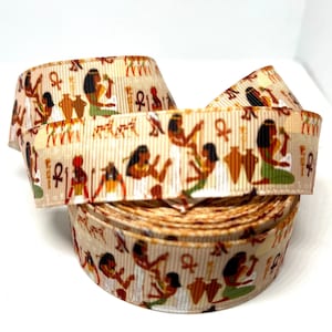 Egyptian Hieroglyphs Art Grosgrain Ribbon 1 Yard 22mm