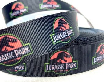 Jurassic Park Dark Mode Grosgrain Ribbon 1 Yard