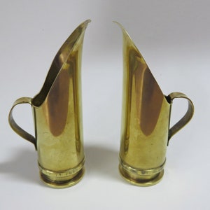 Pair of small brass jugs made from vintage shell casings (1970s)