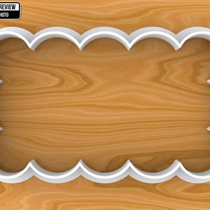 Scalloped Rectangle Vintage Plaque Frame Cookie Fondant Cutter, Selectable sizes, Sharp Edge Upgrade Available