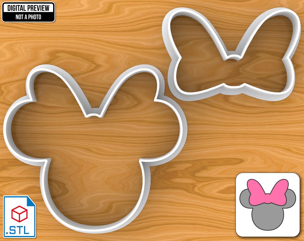 Minnie Mouse Cookie Cutter Set Separate Head and Bow Etsy
