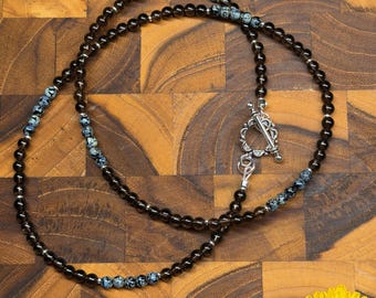 Smoky Quartz and Picasso bead necklace, Titan Oceanus Line