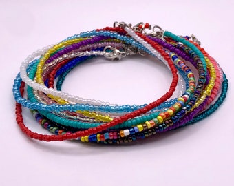 Bright & Tiny Beaded Anklets, simple glass ankle bracelet