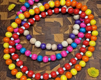 Colorful stretchy chunky wooden beaded dog necklaces
