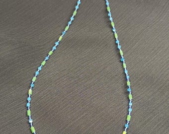 Hand Beaded Necklace: Tethys Inspired Blue Green