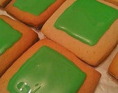 Square Sugar Cookies with Green Royal Icing Iced & Custom Black Design - Great Favor for Kids and Gamers - Price Includes Shipping!