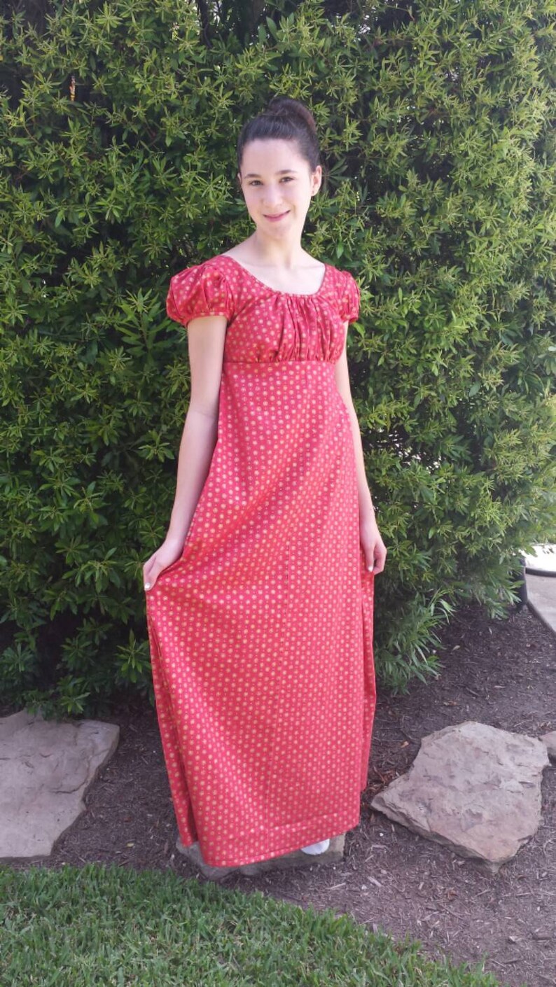 Gathered Bodice Regency Day Dress LadiesCustom Order Etsy