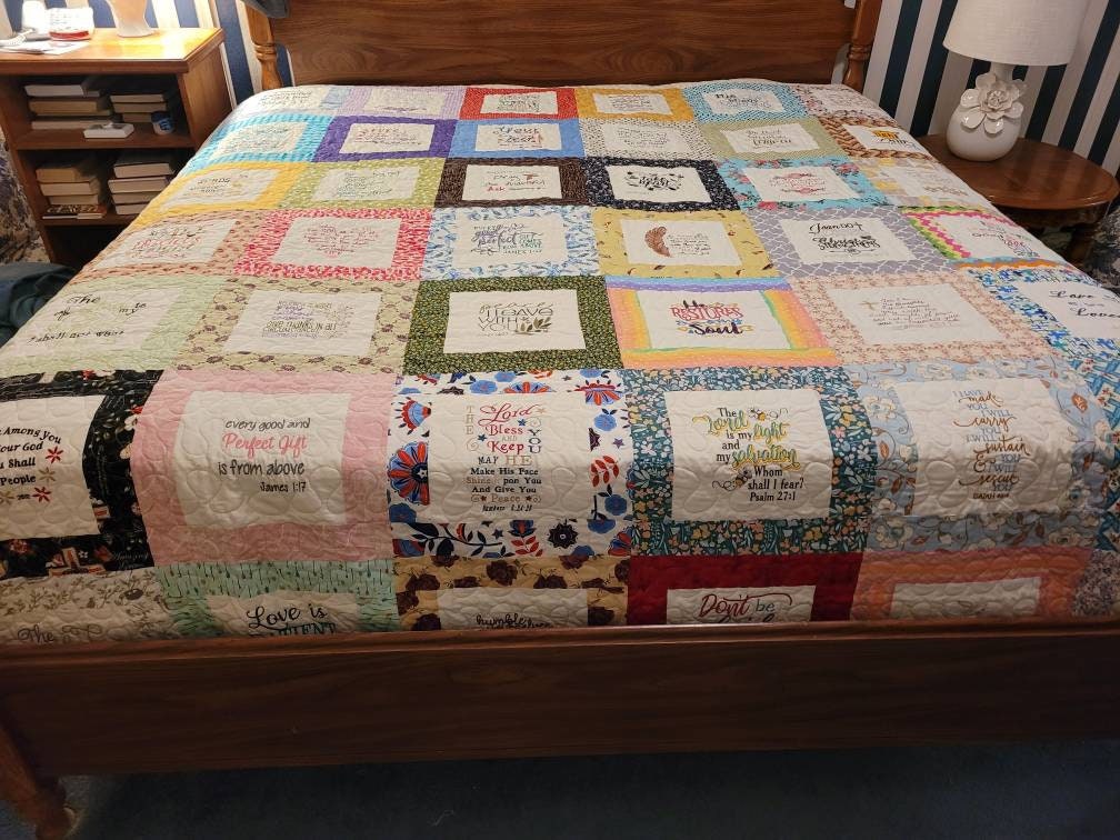 Scripture Blocks Quilted Bible Verses About Hope Personalized Scripture Blanket,